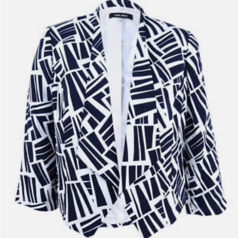 Nine West NWT 🌟 printed jacket navy/ivory Arty Essentials, fullly lined